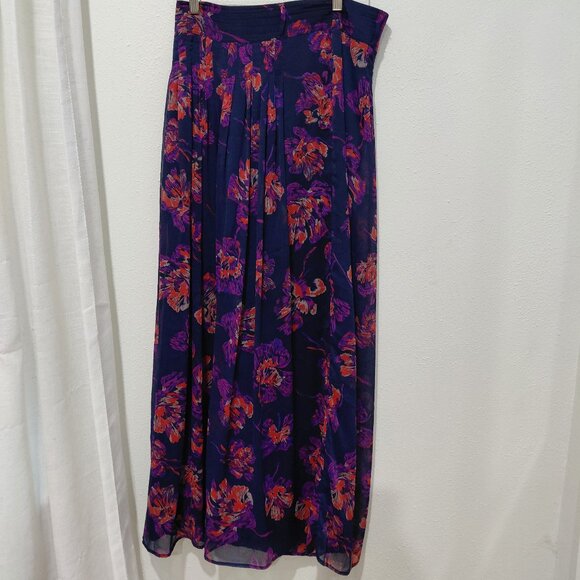 Greylin Pants - Greylin Purple Floral Wide Leg Palazzo Pants Sheer Vacation Travel Medium Flaw